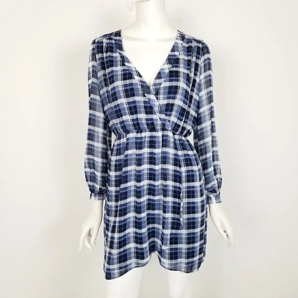Altar'd State Plaid Faux Wrap Mini Dress Small